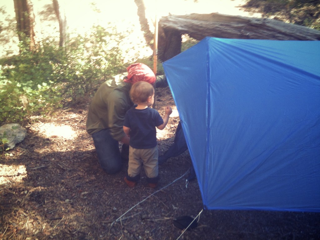 Helping Dad with the tarp