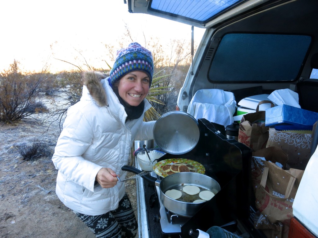 Fresh cooked pancakes for breakfast at camp!