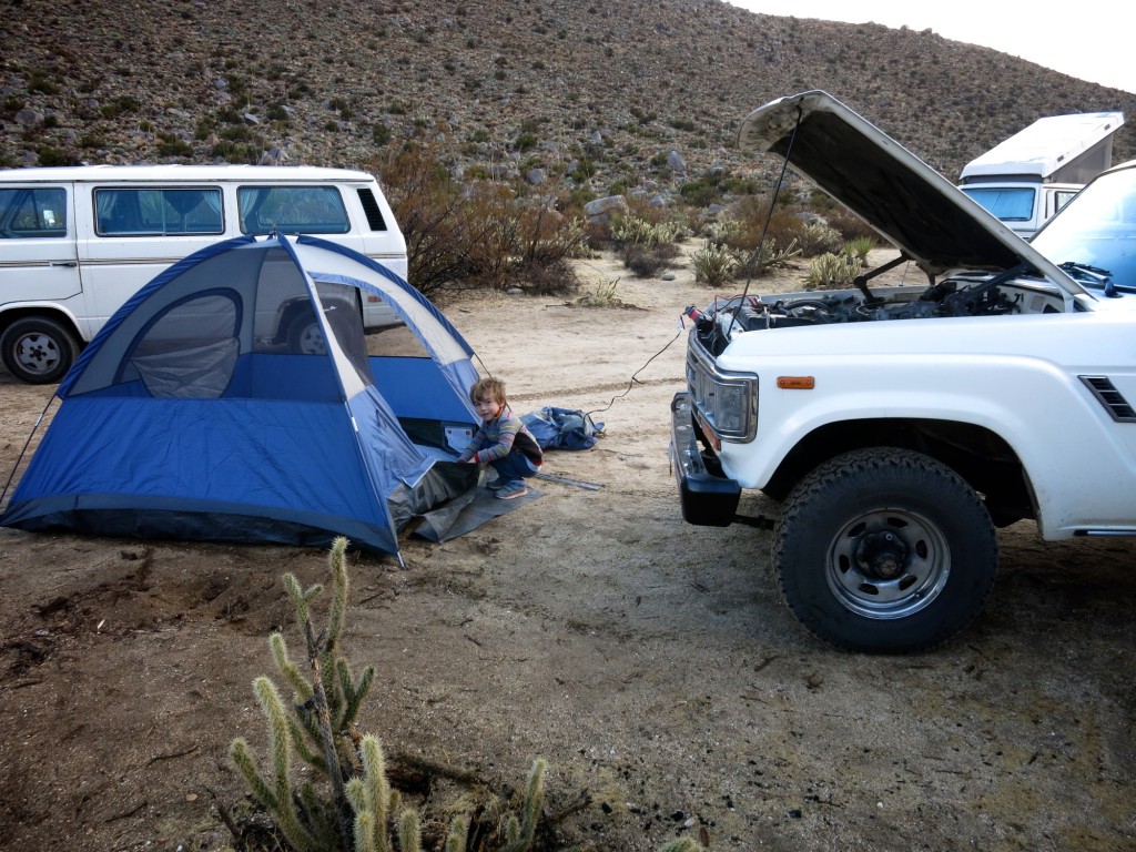 Our campsite, with the lovely scenic view of the front of the car