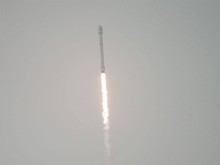 The SpaceX Falcon 9 rocket we heard but didn't see. Photo Credit: (NASA/Bill Ingalls)