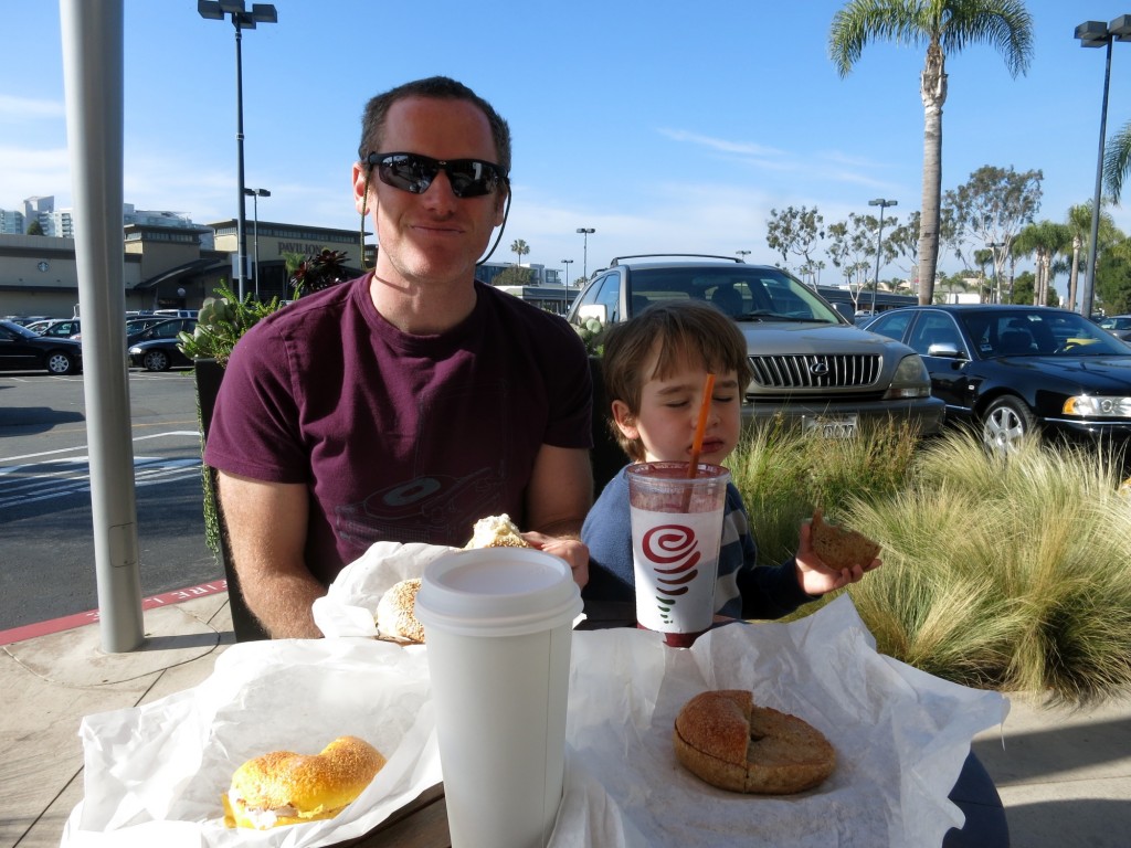 Bagels and smoothie at Marina del Rey